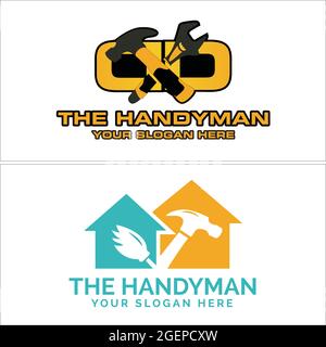 Pulizia manutenzione Handyman design del logo di servizio Illustrazione Vettoriale