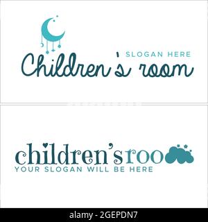 Icona luna stella e nuvola per bambini camera logo design Illustrazione Vettoriale