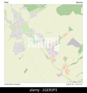 Berg, bassa Baviera, Germania, Baviera, N 48 28' 37'', e 13 15' 37''', mappa, mappa senza tempo pubblicata nel 2021. Viaggiatori, esploratori e avventurieri come Florence Nightingale, David Livingstone, Ernest Shackleton, Lewis and Clark e Sherlock Holmes si sono affidati alle mappe per pianificare i viaggi verso gli angoli più remoti del mondo, Timeless Maps sta mappando la maggior parte delle località del mondo, mostrando il successo di grandi sogni Foto Stock