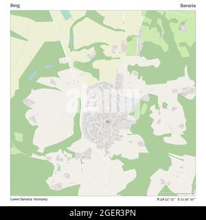 Berg, bassa Baviera, Germania, Baviera, N 48 52' 13'', e 12 56' 10''', mappa, mappa senza tempo pubblicata nel 2021. Viaggiatori, esploratori e avventurieri come Florence Nightingale, David Livingstone, Ernest Shackleton, Lewis and Clark e Sherlock Holmes si sono affidati alle mappe per pianificare i viaggi verso gli angoli più remoti del mondo, Timeless Maps sta mappando la maggior parte delle località del mondo, mostrando il successo di grandi sogni Foto Stock