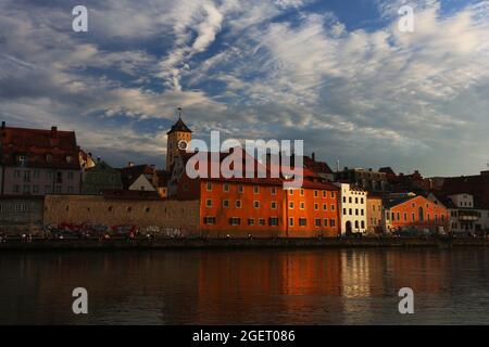 Regensburg, Altstadt, Mittelalterstadt oder Innenstadt in der Oberpfalz, Baviera, Germania Foto Stock