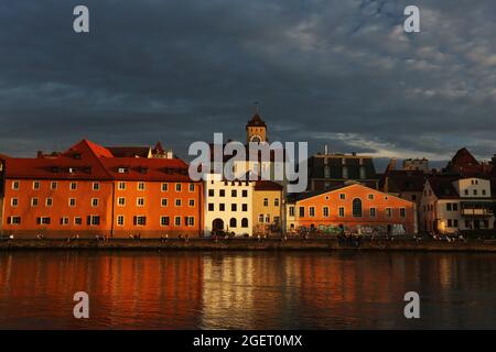 Regensburg, Altstadt, Mittelalterstadt oder Innenstadt in der Oberpfalz, Baviera, Germania Foto Stock