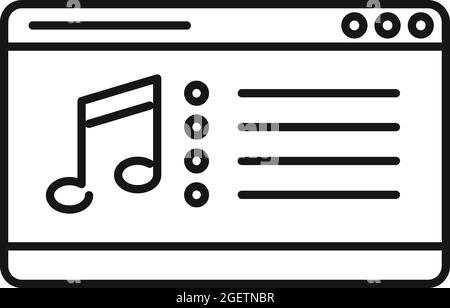 Vettore di contorno dell'icona della playlist del portatile. Audio musicale Illustrazione Vettoriale