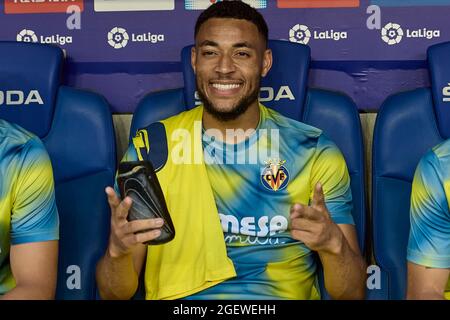 Arnaut Danjuma di Villarreal CF durante la partita Liga tra RCD Espanyol e Villarreal CF allo stadio RCDE di Cornella, Spagna. Foto Stock