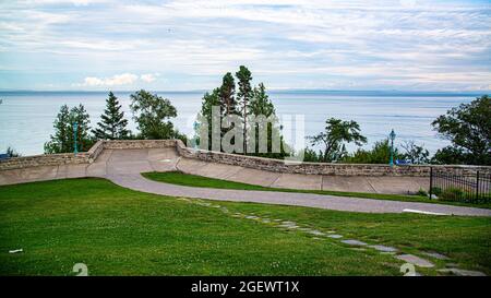 La Malbaie, Canada - Luglio 20 2021: La bella terrazza del le Manoir Richelieu Hotel a la Malbaie Foto Stock