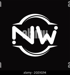 NW Logo monogramma astratto velocità tecnologia modello di disegno nero Illustrazione Vettoriale