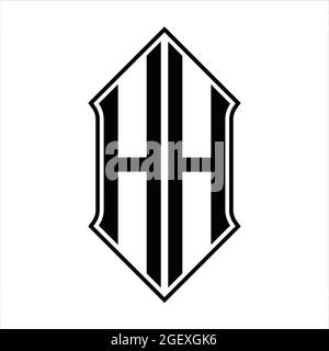 Logo HH monogramma con schermo e disegno a contorno nero immagine vettoriale icona astratto Illustrazione Vettoriale