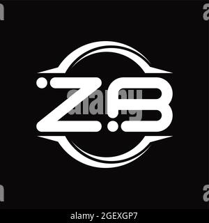 Logo ZB monogramma con sagoma circolare arrotondata a forma di sezione con punto nero Illustrazione Vettoriale