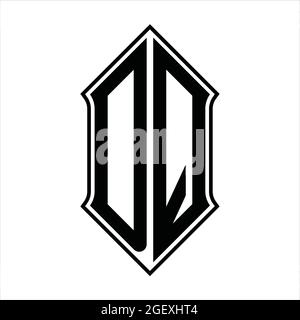 Logo DQ monogramma con schermo e disegno nero contorno immagine vettoriale icona astratto Illustrazione Vettoriale