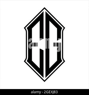 ES. Logo monogramma con schermo e disegno a contorno nero immagine vettoriale icona astratto Illustrazione Vettoriale