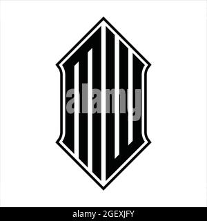 MW Logo monogramma con schermo e disegno a contorno nero immagine vettoriale icona astratto Illustrazione Vettoriale