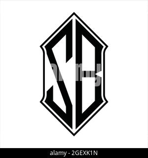 Logo ZB monogramma con schermo e disegno a contorno nero immagine vettoriale icona astratto Illustrazione Vettoriale