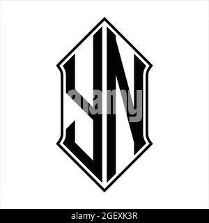 YN Logo monogramma con schermo e disegno a contorno nero immagine vettoriale icona astratto Illustrazione Vettoriale