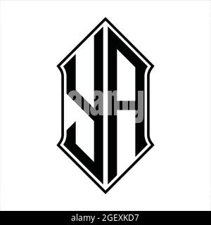 YA Logo monogramma con schermo e disegno nero contorno immagine vettoriale icona astratto Illustrazione Vettoriale