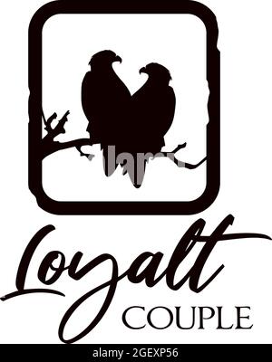 coppia di supporto logo aquile in design vettoriale ramo Illustrazione Vettoriale