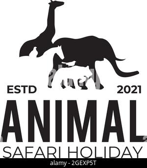 Modello di disegno del logo animale per lo zoo Illustrazione Vettoriale