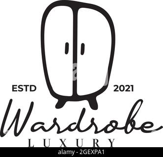 Semplice design vintage nero guardaroba vettoriale logo Illustrazione Vettoriale