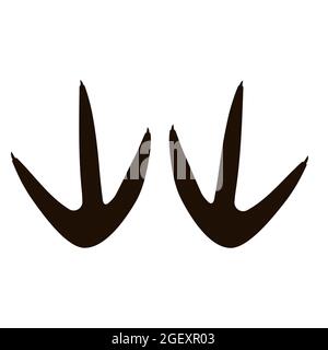 Piede di dinosauro, silhouette rettile in stile cartoon isolato su sfondo bianco. Simbolo, modello o francobollo preistorico enorme mostro. . Illustrazione vettoriale Illustrazione Vettoriale