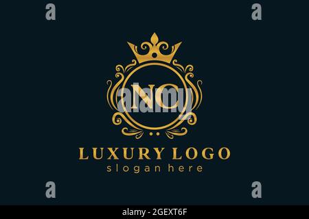 Modello del logo NC Letter Royal Luxury in Vector Art per ristoranti, Royalty, Boutique, Cafe, Hotel, Araldica, Gioielli, Moda e altri vettori illustratore Illustrazione Vettoriale