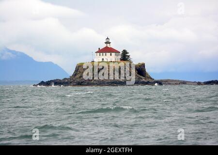 Eldred Rock Lighthouse, Haines-Juneau Passage, Alaska Foto Stock