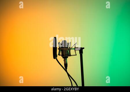 Microfono cardioide a diaframma grande in studio VoiceOver in studi professionali di registrazione vocale. Foto Stock