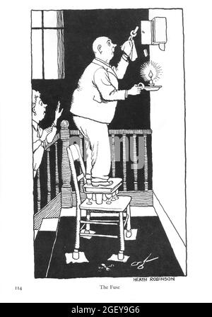 Pagina da William Heath Robinson (1872-1944) invenzioni: The Fuse Foto Stock