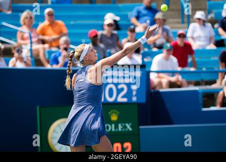 Petra Kvitova della Repubblica Ceca è in azione durante la sua quarta finale al torneo di tennis Western & Southern Open WTA 1000 del 2021 contro Angelique Curber della Germania il 20 agosto 2021 presso il Lindner Family Tennis Center di Cincinnati, USA - Photo Rob Prange / Spain DPPI / DPPI Foto Stock