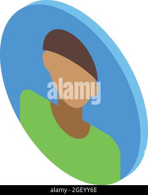Vettore isometrico icona avatar africano. Faccia dell'utente. Uomo personaggio Illustrazione Vettoriale