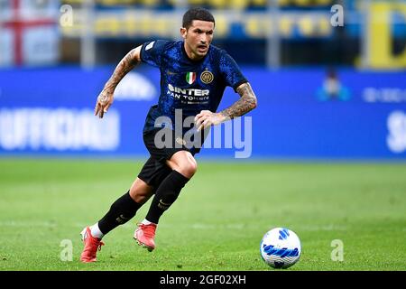 Milano, Italia. 21 agosto 2021. Stefano sensi del FC Internazionale in azione durante la Serie UNA partita di calcio tra il FC Internazionale e il CFC di Genova. Credit: Nicolò campo/Alamy Live News Foto Stock