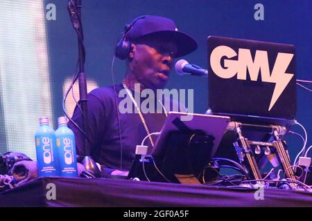 Non esclusiva: Grandmaster Flash, Rewind Festival South, Henley-on-Thames, Regno Unito, 21 agosto 2021, Foto di Richard Goldschmidt Foto Stock