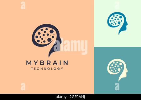 Logo testa e cervello per il marchio tecnologico Illustrazione Vettoriale
