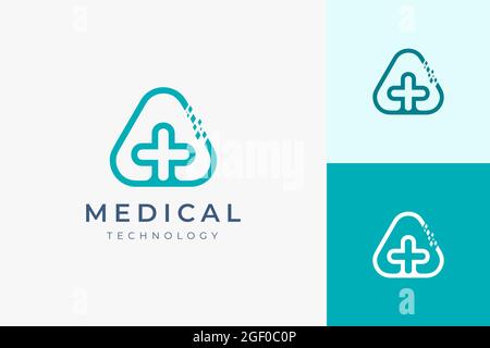 Logo della tecnologia medica in forma moderna Illustrazione Vettoriale