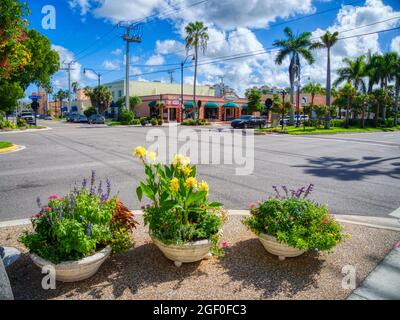 West Venbice Avenue nel centro storico di Venezia Florida USA Foto Stock