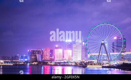 Shenzhen nanshan distretto prima del mare di notte Foto Stock