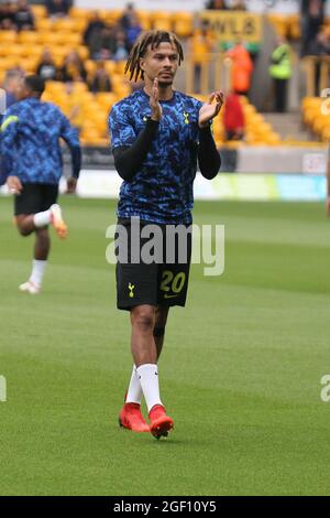 WOLVERHAMPTON, REGNO UNITO. 22 AGOSTO DELE Alli di Tottenham Hotspur si riscalda durante la partita della Premier League tra Wolverhampton Wanderers e Tottenham Hotspur a Molineux, Wolverhampton domenica 22 agosto 2021. (Credit: Simon Newbury | MI News) Credit: MI News & Sport /Alamy Live News Foto Stock