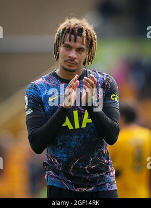 Wolverhampton, Regno Unito. 22 agosto 2021. DELE Alli di Spurs a tempo pieno durante la partita della Premier League tra Wolverhampton Wanderers e Tottenham Hotspur a Molineux, Wolverhampton, Inghilterra, il 22 agosto 2021. Foto di Andy Rowland. Credit: Prime Media Images/Alamy Live News Foto Stock