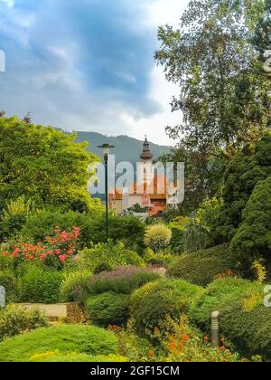 L'affascinante cittadina di Frohnleiten, nel quartiere di Graz-Umgebung, nella regione della Stiria, in Austria Foto Stock