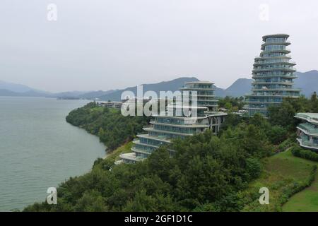 Punto panoramico del lago Anhui huangshan taiping Foto Stock