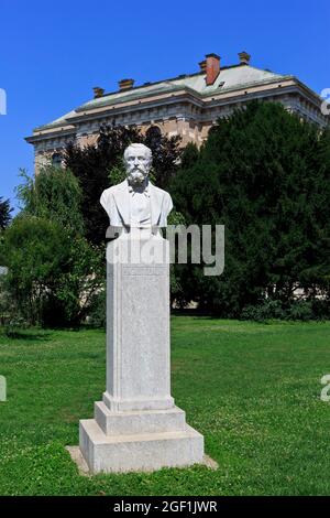 Busto di romanziere croato August Senoa (1838-1881) a Zagabria, Croazia Foto Stock