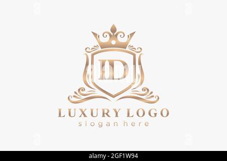 Documento d'identità con logo Royal Luxury in arte vettoriale per ristoranti, Royalty, Boutique, caffè, hotel, Araldica, Gioielli, Moda e altri vettori illustratore Illustrazione Vettoriale