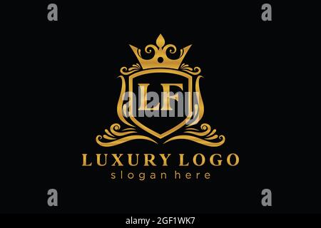 Modello LF Letter Royal Luxury Logo in arte vettoriale per ristoranti, Royalty, Boutique, caffè, hotel, Araldica, Gioielli, Moda e altri vettori illustratore Illustrazione Vettoriale