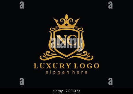 Modello del logo NC Letter Royal Luxury in Vector Art per ristoranti, Royalty, Boutique, Cafe, Hotel, Araldica, Gioielli, Moda e altri vettori illustratore Illustrazione Vettoriale