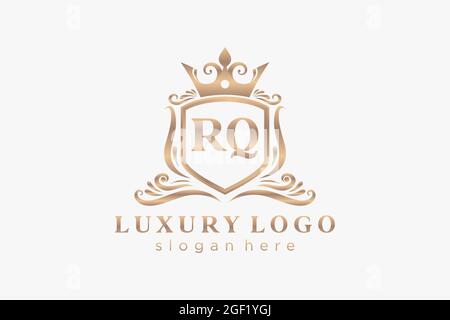 Modello del logo RQ Letter Royal Luxury in arte vettoriale per ristoranti, Royalty, Boutique, caffè, hotel, Araldica, Gioielli, Moda e altri vettori illustratore Illustrazione Vettoriale