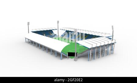 Rendering 3D di una struttura architettonica degli edifici dello stadio isolata su sfondo bianco Foto Stock