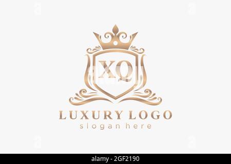 Modello di logo XQ Letter Royal Luxury in Vector art per ristoranti, regali, boutique, caffè, hotel, Araldica, Gioielli, Moda e altri vettori illustri Illustrazione Vettoriale