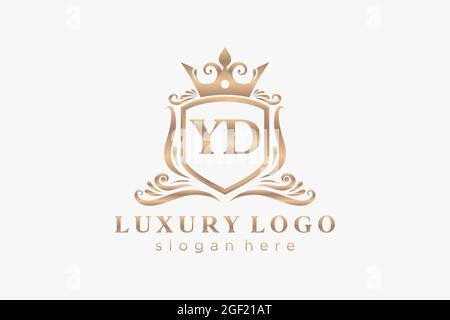 MODELLO di logo YD Letter Royal Luxury in arte vettoriale per ristoranti, Royalty, Boutique, caffè, hotel, Araldica, Gioielli, Moda e altri vettori illustratore Illustrazione Vettoriale