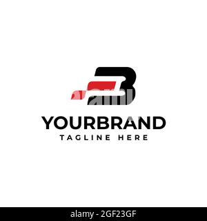 Elementi del modello di disegno dell'icona del logo della lettera B. Modello di design del logo Racing. Illustrazione Vettoriale
