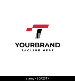 Logo lettera T, tecnologia per la vostra identità aziendale. Modello di design del logo Racing. Illustrazione Vettoriale