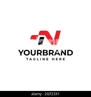 La lettera N logo, per la vostra identità aziendale. Modello di design del logo Racing. Illustrazione Vettoriale