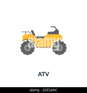Icona ATV. Elemento di segno piatto della collezione Extreme Sport. Icona ATV creativa per web design, modelli, infografiche e altro ancora Illustrazione Vettoriale